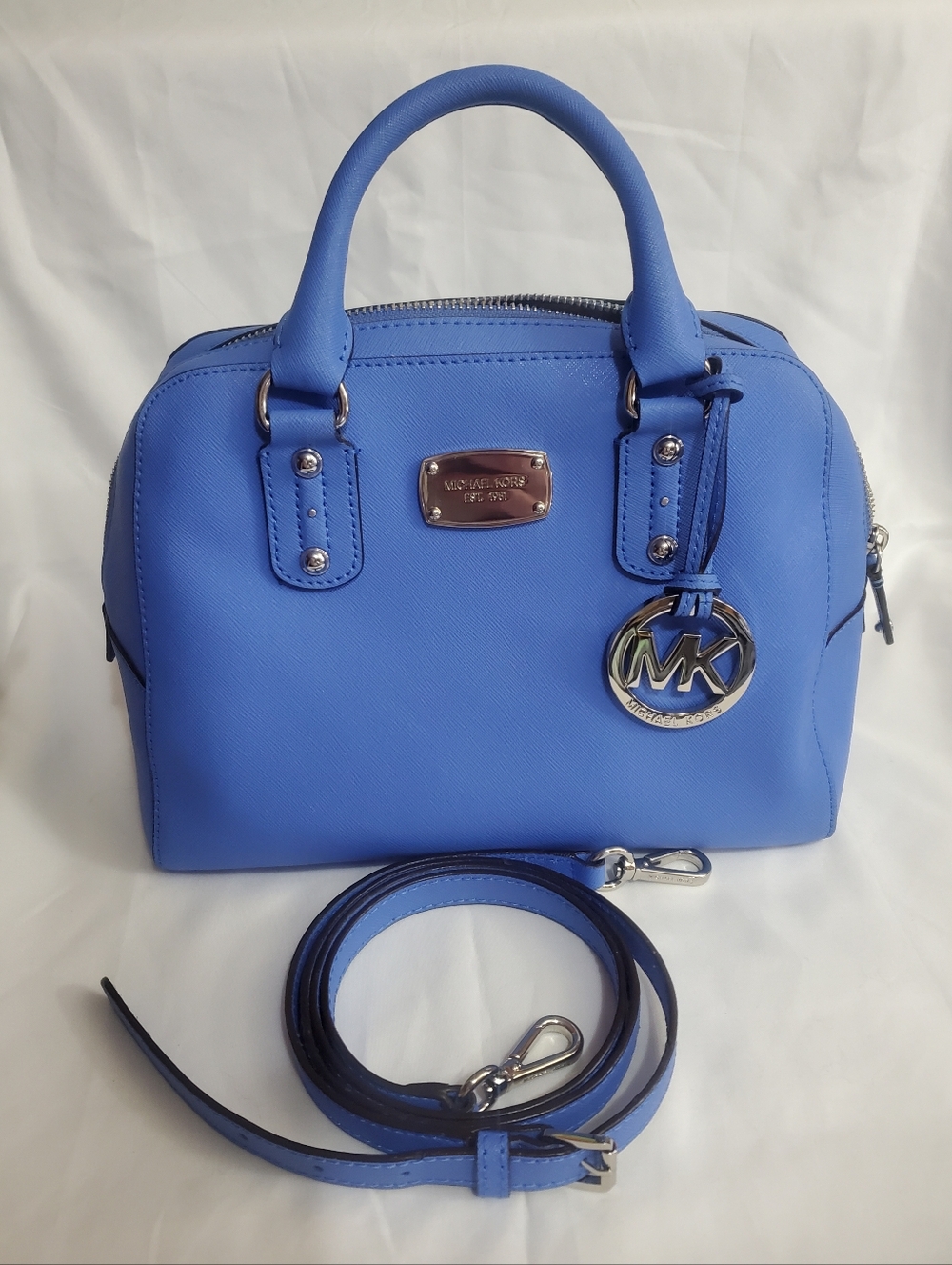 Michael Kors Small Saffiano Leather Satchel in Bright Blue
